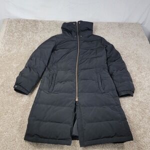 Talbots Petites Black Down Puffer Coat Full Zip High Neck Quilted Size P